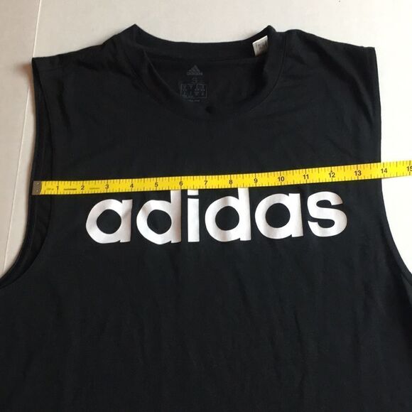 ADIDAS Black Logo Loose Muscle Tank Top Active Work-Out Sz Small - Picture 9 of 15